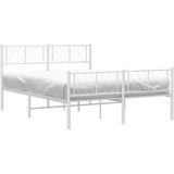 vidaXL Bedframe met hoofd- en voeteneinde metaal wit 150x200 cm