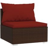 vidaXL 9-delige Loungeset met kussens poly rattan bruin