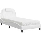 vidaXL Bed met matras kunstleer wit 90x190 cm