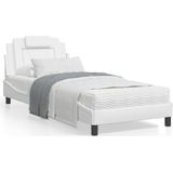 vidaXL Bed met matras kunstleer wit 90x190 cm