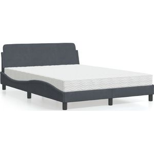 vidaXL Bed met matras fluweel donkergrijs 120x200 cm