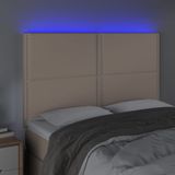 vidaXL Hoofdbord LED 144x5x118/128 cm kunstleer cappuccinokleurig