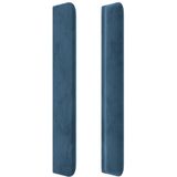 vidaXL Hoofdbord LED 147x16x118/128 cm fluweel donkerblauw