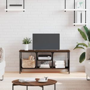 VidaXL Tv-meubel 100x35x45 cm - Bewerkt Hout & IJzer - Bruineikenkleurig