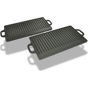 VidaXL Grillplaat Gietijzer Dubbelzijdig 38x23 cm 2 St