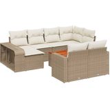 vidaXL 11-delige Tuinset met kussens poly rattan beige