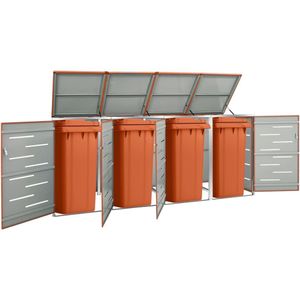 VidaXL Containerberging Vierdubbel 276,5x77,5x115,5 cm Roestvrij Staal