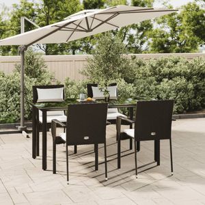 VidaXL 5-delige Tuinset met Kussens - Poly Rattan Zwart