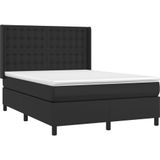 VidaXL Boxspring met Matras en LED Kunstleer Zwart 140x200 cm