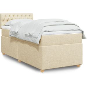 vidaXL Boxspring met matras stof crèmekleurig 90x190 cm