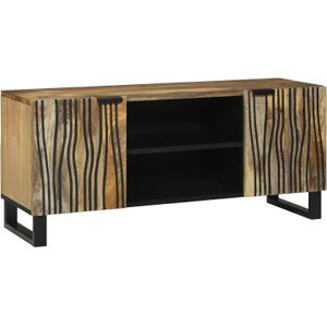 vidaXL TV-kast, 105 x 33,5 x 46 cm, gemaakt van massief mangohout en spaanplaat.