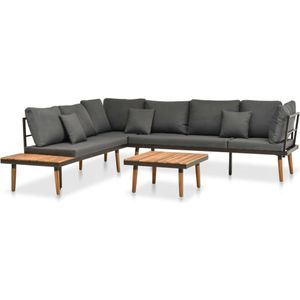 vidaXL 4-delige Loungeset met kussens massief acaciahout