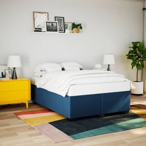 vidaXL Bedframe zonder matras stof blauw 140x200 cm