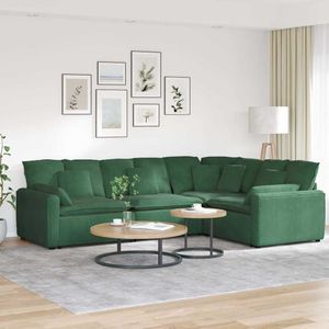 vidaXL Modulaire bank met kussens corduroy stof jungle groen