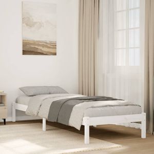 vidaXL Bedframe extra lang zonder matras grenenhout wit 90x210 cm