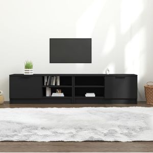 VidaXL TV-meubel 2 st 80x35x36,5 cm Bewerkt Hout Zwart