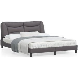 vidaXL Bedframe met hoofdbord kunstleer grijs 160x200 cm