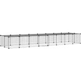 vidaXL Huisdierenkooi met deur 36 panelen 35x35 cm staal zwart