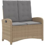 vidaXL 2-delige Tuinset met kussens poly rattan beige