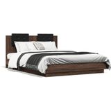 vidaXL Bedframe met hoofdbord en LED bruin eikenkleurig 140x200 cm