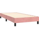 vidaXL Boxspring met matras fluweel roze 90x200 cm