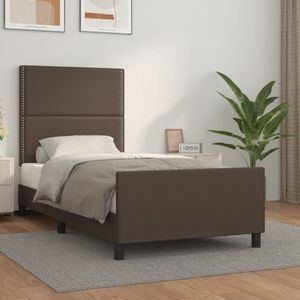 vidaXL Bedframe met hoofdbord kunstleer bruin 90x200 cm