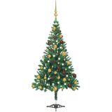 vidaXL Kunstkerstboom met verlichting en kerstballen 230 takken 120 cm