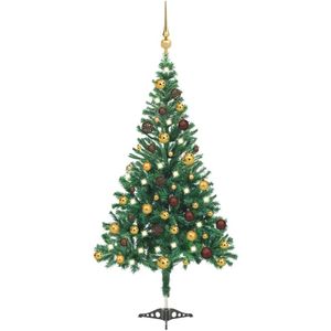 vidaXL Kunstkerstboom met verlichting en kerstballen 230 takken 120 cm