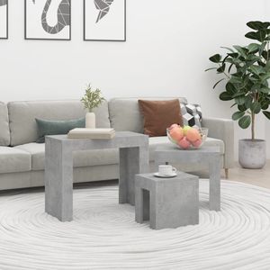 vidaXL 3-delige Tafeltjesset bewerkt hout betongrijs