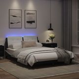 vidaXL Bedframe met LED-verlichting kunstleer zwart en wit 120x200 cm