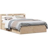 vidaXL Bedframe met hoofdbord massief grenenhout 135x190 cm