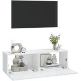VidaXL TV-meubel Wandgemonteerd 100x30x30 cm Hout Hoogglans Wit