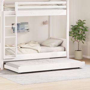 vidaXL Stapelbed met Wielen Wit 80x200 cm Massief Grenen