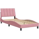 vidaXL Bedframe met hoofdeinde fluweel roze 80x200 cm