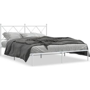 vidaXL Bedframe met hoofdbord metaal wit 150x200 cm