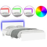 vidaXL Bedframe met hoofdeinde en LED wit 135x190 cm