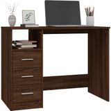 vidaXL Bureau met Lades 102x50x76 cm - Bewerkt Hout - Bruineikenkleurig