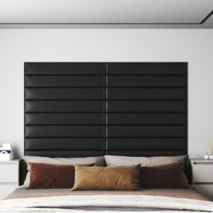 vidaXL-Wandpanelen-12-st-1,62-m²-90x15-cm-kunstleer-zwart