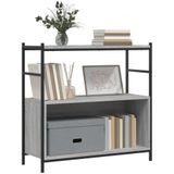 VidaXL Boekenrek 80x30x78,5 cm - Bewerkt Hout en IJzer - Grijs Sonoma