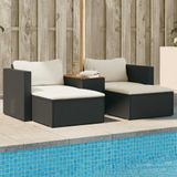 vidaXL 5-delige Loungeset met kussens poly rattan acacia zwart