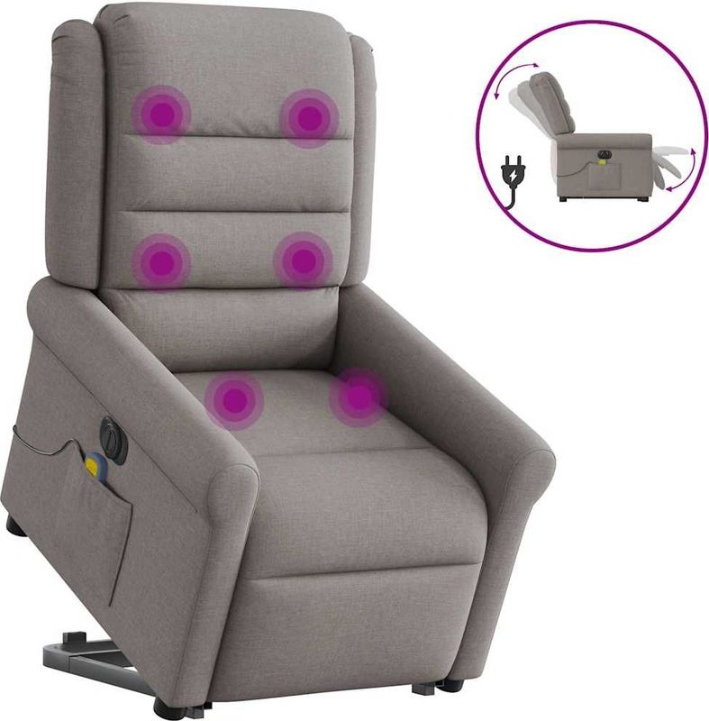 vidaXL Sta-op-massagestoel elektrisch verstelbaar stof taupe
