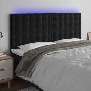 vidaXL - Hoofdbord - LED - 180x5x118/ - cm - fluweel - zwart