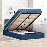 vidaXL Ottoman bed met matras en LED's 120x190 cm stof blauw