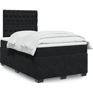 vidaXL - Boxspring - met - matras - fluweel - zwartx190 - cm