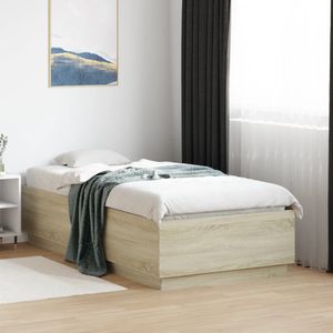 vidaXL Bedframe bewerkt hout sonoma eikenkleurig 75x190 cm