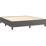 vidaXL Boxspring met matras kunstleer grijs 180x200 cm