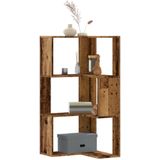 vidaXL Boekenkast 3-laags hoek 50x50x102 cm bewerkt hout oud houtkleur