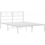 vidaXL Bedframe met hoofdbord metaal wit 140x200 cm