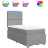 vidaXL - Boxspring - met - matras - stof - lichtgrijsx190 - cm