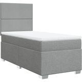 vidaXL - Boxspring - met - matras - stof - lichtgrijsx190 - cm